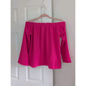 Haley & The Hound 3/4 Sleeve Pink Off Shoulder Top Sz S Made in the USA Feminine